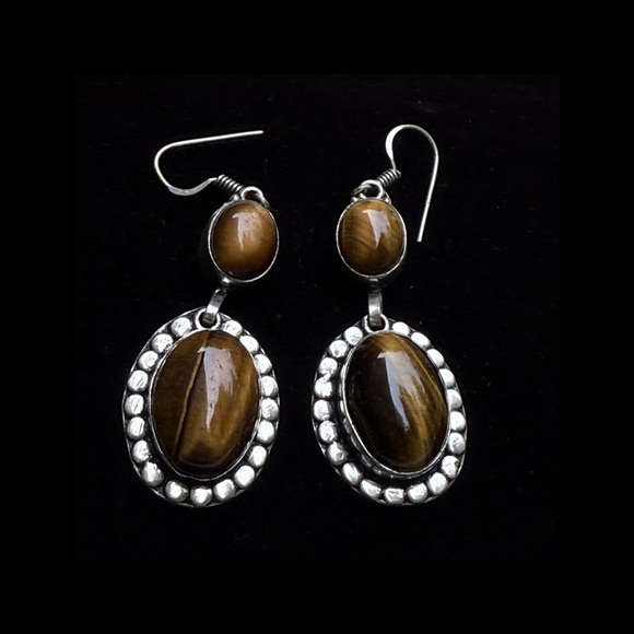 Elegant Tigers Eye Drop Earrings - Picture 1 of 2